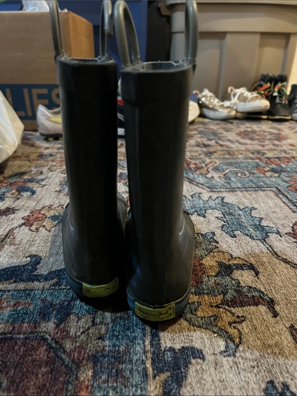 Kids 11 (toddler) Superhero Black & Blue Rain Boots - Unbranded